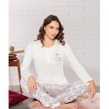 Uzun Kol Jakarlı Kumaş Yumuşak Kışlık Şık Zarif Pijama Takım Dowry 09-164 Pembe