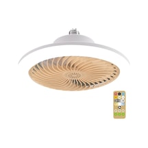 E27 Uyku Odası Işık Fanı, 50w Led, Kumandalı, Kokulu Işıklandırma, Hız Ayarlı, Sarı Kapaklı, 85-265v, 28cm - Sarı
