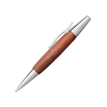 Faber-Castell E Motion Tükenmez Kalem, Krom/Ahşap Gövde, Mekanizmalı, Kahverengi, B Uç