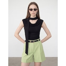 Dilvin 32897 Şal Yaka Degaje Top-siyah