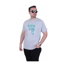 Starbattal Erkek Büyük Beden Sıfır Yaka Tişört Strong 26154 Taş Gri