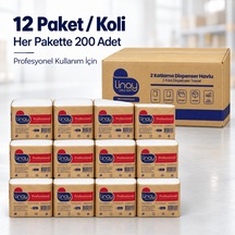 Linay Ultra Soft Z Katlama Dispenser Havlu 2 Katlı 200 Yaprak 12 Paket