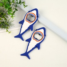 Monyee Mavi Köpekbalığı Desenli Pvc Yumuşak Jel Açıcı - Bira Ve Gazoz Şişeleri İçin Pratik Kullanım, Logo Baskısı Olan Ev Gereci Mavi