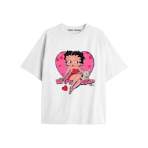 Kalic Studio Betty Boop Özel Tasarım Oversize T-shirt Beyaz