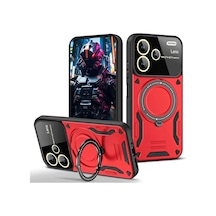 Uryport Xiaomi Redmi Note 13 Pro Plus Joy Lens Standlı Kapak - Kırmızı