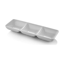 6 Adet Melamin 3 Bölmeli Sosluk Ve Çerezlik - 27x9 Cm - Bulaşık Makinesinde Yıkanabilir - Beyaz