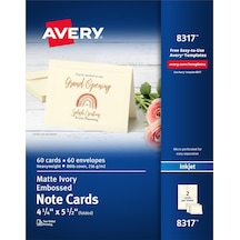 Avery 8317 Kabartmalı Not Kartları, Inkjet, 4 1/4 X 5 1/2, Mat Fi