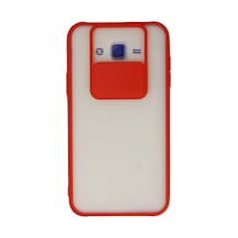 Samsung Galaxy Uyumlu - J7 Kılıf Palm Buzlu Kamera Sürgülü Silikon - Kırmızı Çok Renkli