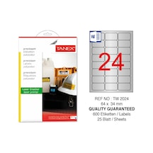 Tanex Tw-2024 Silver Gümüş Etiket 64X34Mm 25 Ad-Pk.
