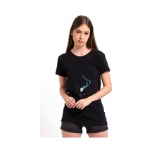 Anime Amoled Baskılı Siyah Kadın Tshirt