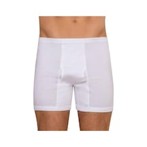 Berrak 6'lı Klasik Paçalı Erkek Boxer %100 Pamuklu Çamaşır Beyaz