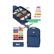 Jet Turtle Seyahat Sırt Çantası 40cm 40x25x15 Cm Pegasus, Wizz Air, Ryanair, El Valizi Koltuk Altı Valizi Koyu Mavi