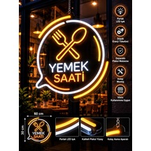 Yemek Saati Led Neon Tabela 60x30 Cm Restoran Kafe Vitrin Dekorasyonu
