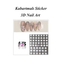Nail Art Sticker Kendinden Yapışkanlı, Tırnak Süsleme, Tırnak Dövmesi Stikır 5d001 Beyaz-5d001