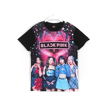 Dobakids BlackPink K-Pop Grup Dijital Baskı Kız Çocuk Siyah Renk T-shirt Siyah