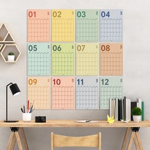 2026 Duvar Takvimi, A4, 33x48 Cm, Poster Takvim, Aylık Planlayıcı Takvim, Boho Renkler