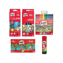 Boya Seti Kuru Sulu Pastel Keçeli Ve 43 Gr Stick Yapıştırıcı Kırtasiye Seti Prit