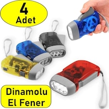 4 Adet Deprem Feneri Aile İçin Pilsiz Dinamolu 3Ledli El Feneri N11.419 Çok Renkli