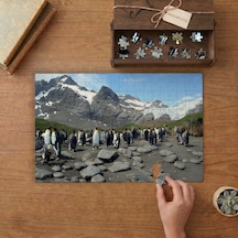 Penguen Sürüsü Tasarımı 240 Parça Ahşap Puzzle Ahşap Kutuda Mpy50396
