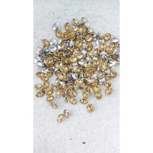 Taşlı Altın Sarı Metalize Alttan Ayaklı Abiye Düğme 1 Cm 18 Boy 11mm 20 Adet