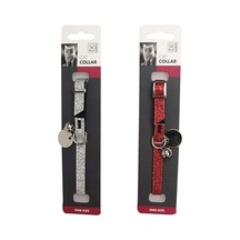 M-pets Simli Ve Zilli Kedi Boyun Tasması Gri- Kırmızı 30 Cm 244-58044.01