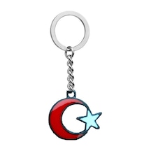 Ay Yıldız Kırmızı Beyaz Anahtarlık