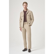 İmza Bej Berberi Yaka Örme Beli Lastikli 6 Drop Slim Fit Astarsız Esnek Takım Elbise 1001260177 Koyu Bej