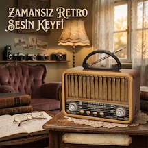 Retro Tasarım Taşınabilir Radyo - Bluetooth Hoparlör, Am/fm/sw 3 Bant, Şarj Edilebilir