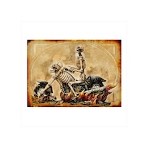 Bedeko Motorsikletli İskelet Tasarım Ahşap Tablo 35 Cm X 50 Cm