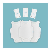 Novibaby 3'lü Bebek Atlet Body Zıbın + 3'lü Body Uzatma Aparatı Çıtçıtlı Ekru 100% Pamuk