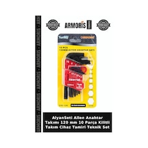 Alyanseti Allen Anahtar Takımı 120 Mm 10 Parça Kilitli Takım Cihaz Tamiri Teknik Set