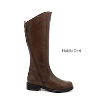 Gönderi(R) Gönderir Kadın Kahve Antik Çift Fermuarlı Kauçuk Taban Hakiki Deri Çizme Gkzc13444556 Kahverengi