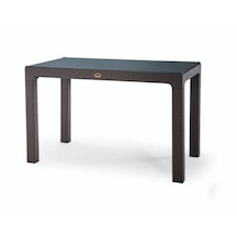 4 Kişilik 70x120 Cm Rattan Masa Takımı Camlı Kolsuz Sandalye