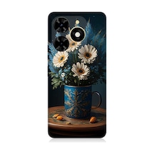 Tecno Spark 20c Uyumlu Mavi Çiçek Desenli Silikon Kılıf