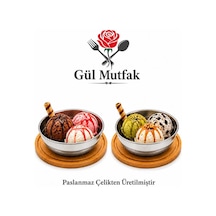 Gül Mutfak Dondurma Ve Çerez Kasesi Sunumluk Çok Amaçlı 10 Cm Paslanmaz Çelik 18/10 Diğer