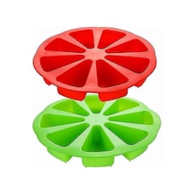 Büyük Silikon Kalıp, 8 Üçgen Kare Kek Kalıbı İçin Kullanılır 2 Adet Kırmızı + Yeşil Çok Renkli