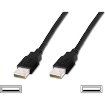 Usb 2.0 Bağlantı Kablosu, Usb A Erkek - Usb A Erkek, 1 Metre, Awg 28, Usb 2.0 Uyumlu, Ul, Siyah Renk -19137