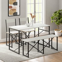 Mutfak Masası Bench Bank 120x60 Masa Set 2 Adet Sandalye Yemek Ma