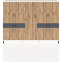 Arges Dolap 12 Raflı 2 Çekmeceli 8 Kapaklı 220x30x163 Aytaşı-çam/antrasit Atlas Çam/antrasıt - Aytası
