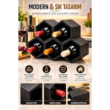 Siyah Modern Şarap Stand 5 Hazneli Şık Tasarım Şarap Şişe Organizer Stand