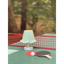 Match Point Yeşil Çizgili Kablosuz Pilli Masa Lambası - Alt Beyaz Beyaz