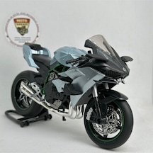 Kawasaki Ninja H2 1:12 Diecast Sesli Işıklı Motosiklet Modeli - Gri Karbon