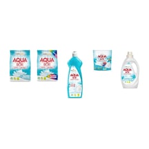 Aquabor Doğal Mineralli 4 Kg Beyaz + 4 Kg Renkliler + Elde Bulaşık + Tablet + Sıvı Beyaz 5 Li Set