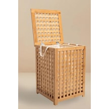 Bambu Çamaşır Sepeti - Kirli Sepeti 45x45x62 Cm Kahverengi