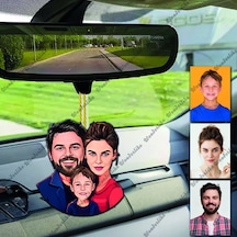 Ma Aile Tasarımlı Ahşap Araba Dikiz Ayna Süsü