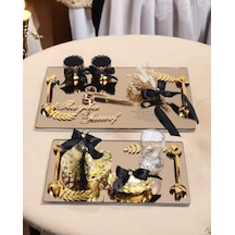 Harmony Gold Söz Nişan Tepsisi Ve Damat Kahve Fincan Tepsisi Siyah Siyah