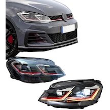 Volksvagen Golf 7 2013-2016 Mk7 Kırmızı Kayar Sinyalli J Ön Far