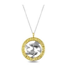 925 Ayar Gümüş Gold Balık Burcu Gümüş Kolye Gri