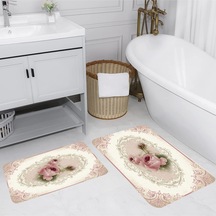 Rovigo Home Baskılı Kaymaz Taban 2 Li Banyo Paspas Takım Rvg5051-100X60-60X50 Çok Renkli