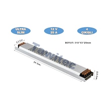 12 Volt Trafo Ultra Silim Alüminyum Kasa Adaptör 4 Çıkış 25 Amper